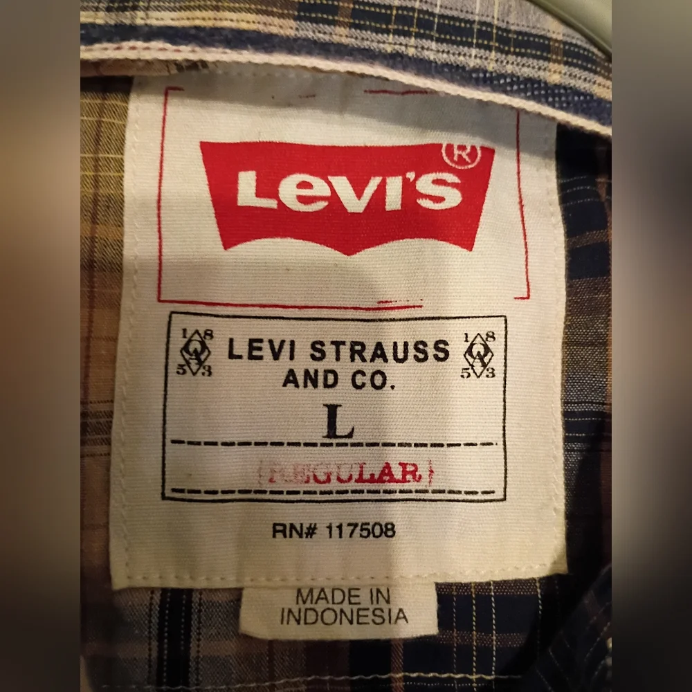 Levi's Men's Plaid‎ Button-Up Shirt - Yellow and Blue Sz L Regular